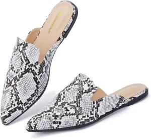 Mules for Women Flats Pointed Toe Slip On Slides Loafer Shoes