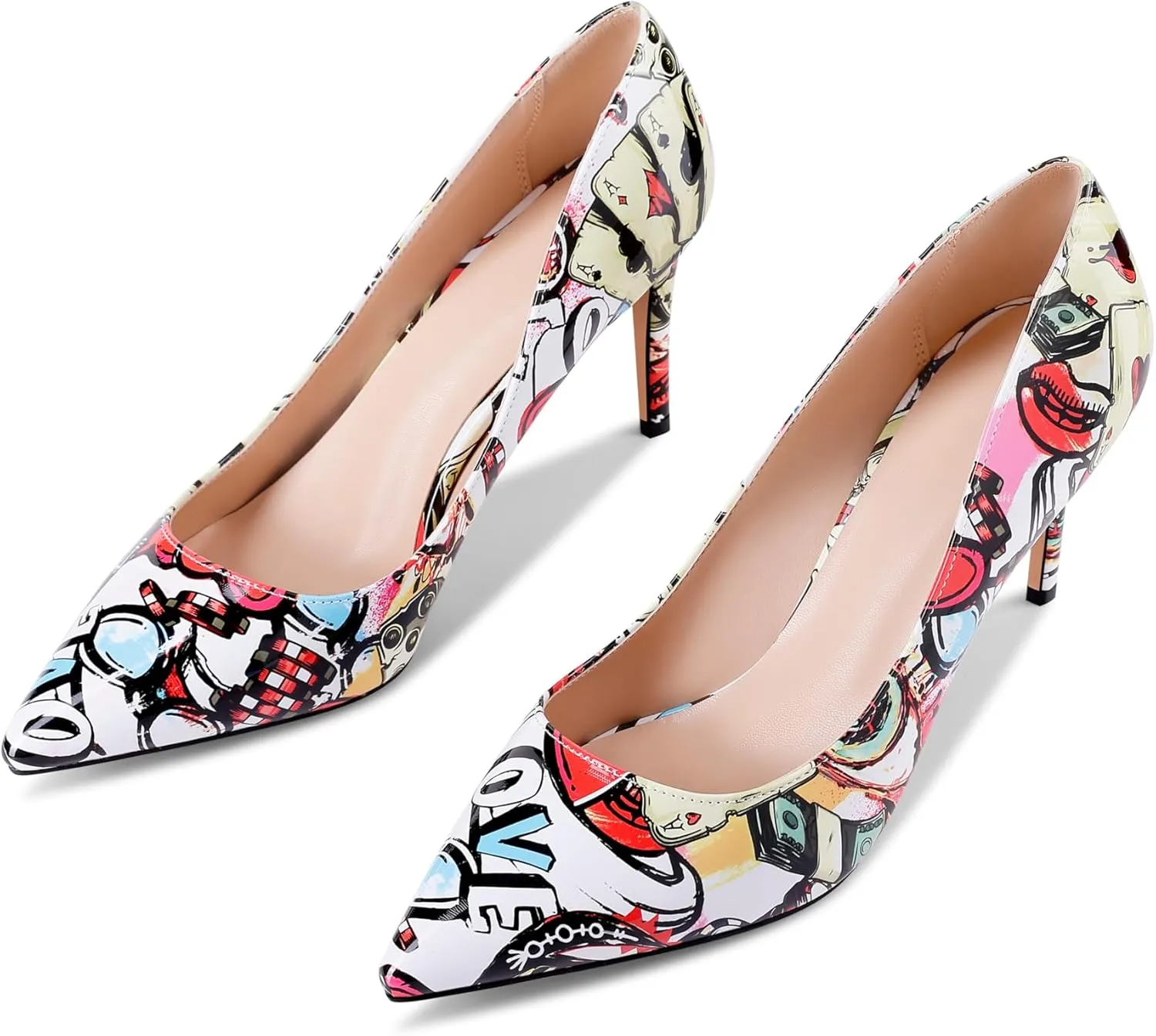 Multicolor Pumps for Women,Pointed-Toe High Heels Dress Wedding Office Pump Shoes