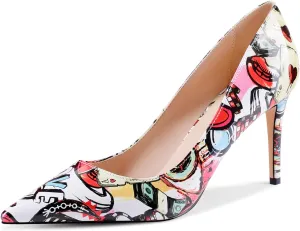 Multicolor Pumps for Women,Pointed-Toe High Heels Dress Wedding Office Pump Shoes