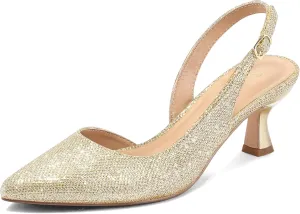 mysoft Women's Pumps Slingback Kitten Heels Pointed Toe Sexy Wedding Party Dress Pump Shoes