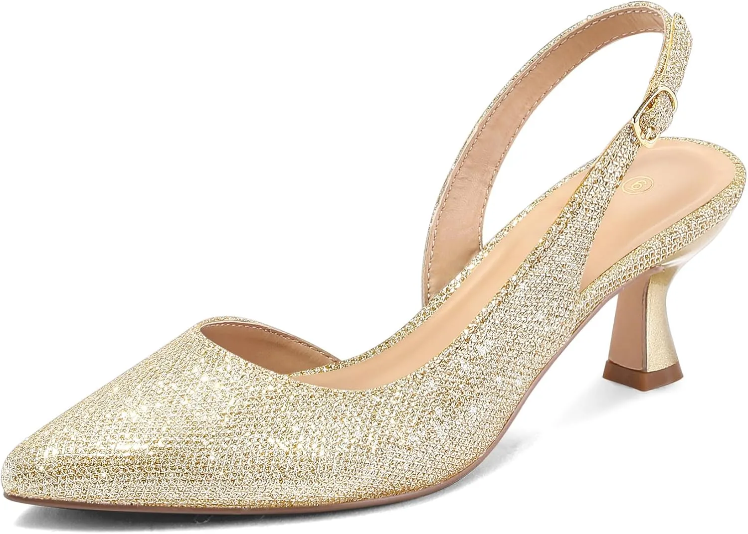 mysoft Women's Pumps Slingback Kitten Heels Pointed Toe Sexy Wedding Party Dress Pump Shoes