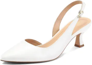 mysoft Women's Pumps Slingback Kitten Heels Pointed Toe Sexy Wedding Party Dress Pump Shoes