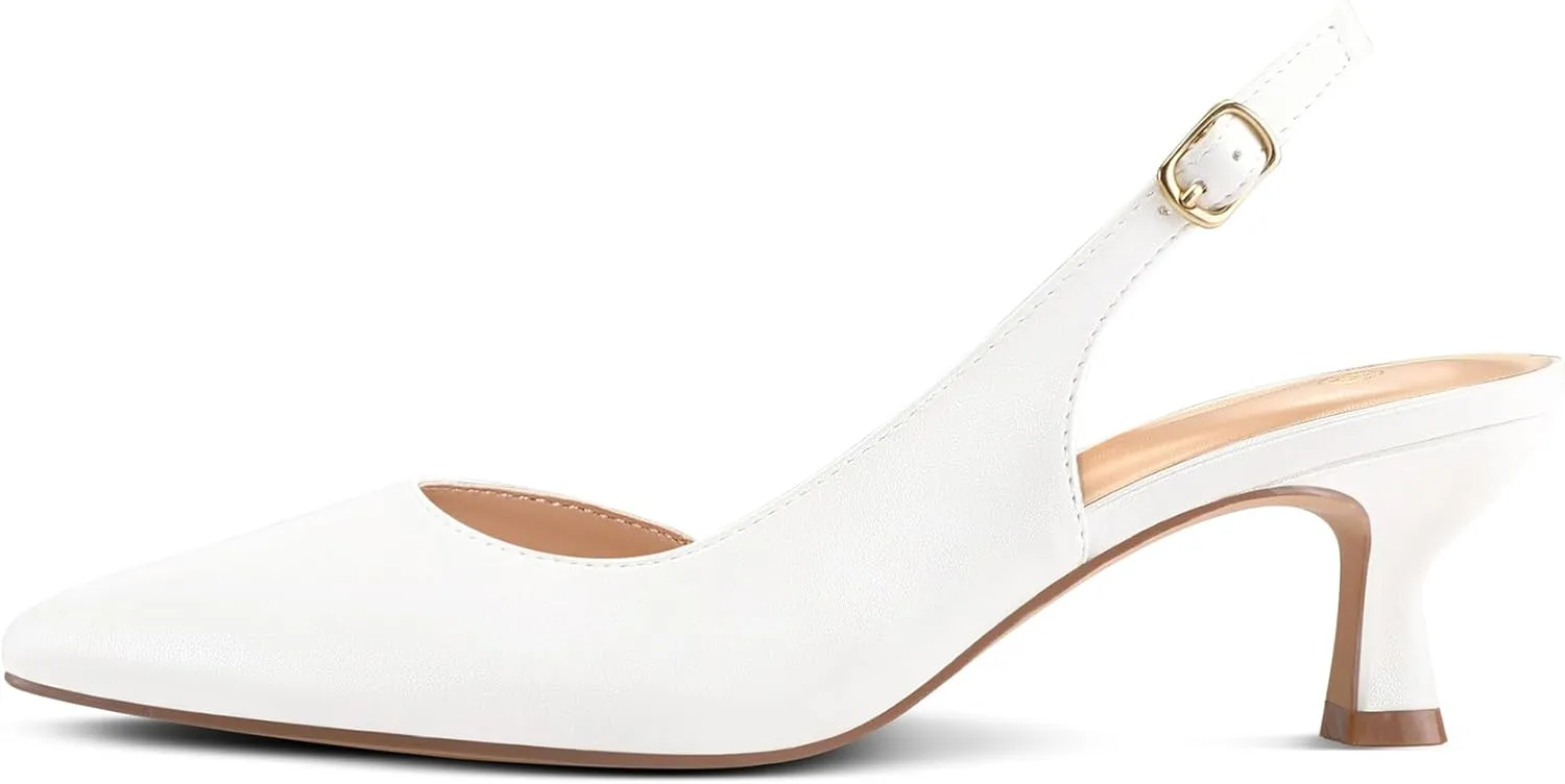 mysoft Women's Pumps Slingback Kitten Heels Pointed Toe Sexy Wedding Party Dress Pump Shoes