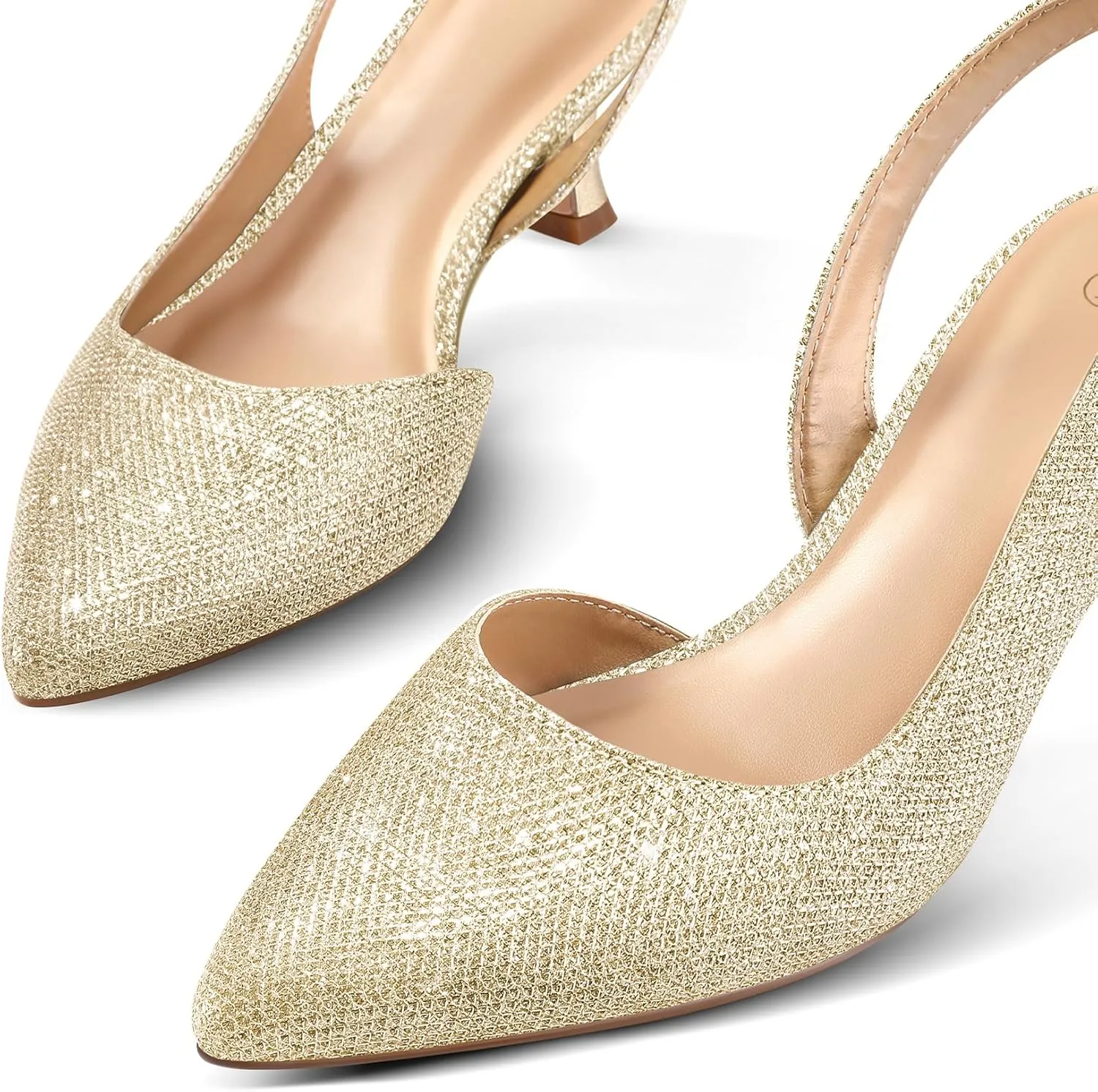 mysoft Women's Pumps Slingback Kitten Heels Pointed Toe Sexy Wedding Party Dress Pump Shoes