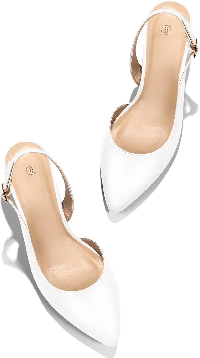 mysoft Women's Pumps Slingback Kitten Heels Pointed Toe Sexy Wedding Party Dress Pump Shoes