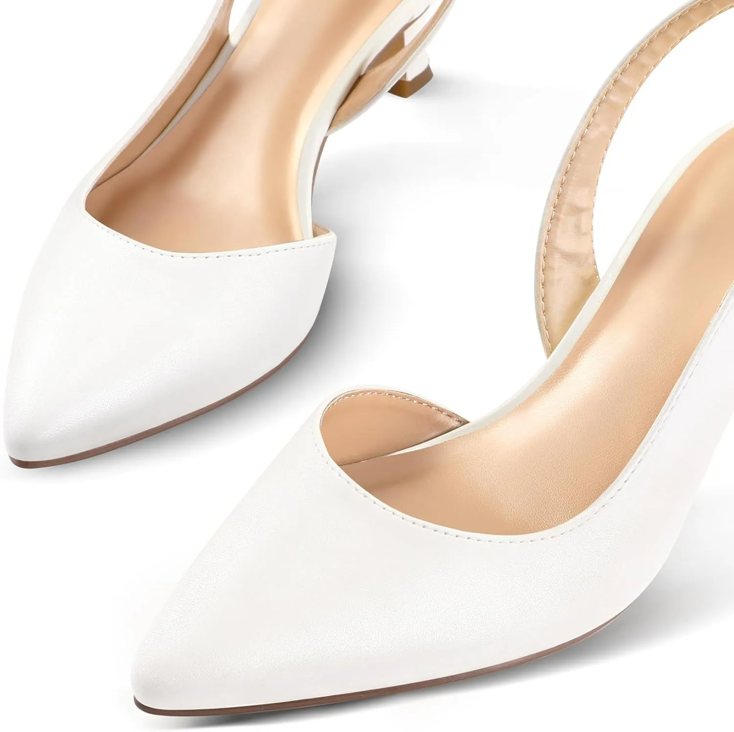 mysoft Women's Pumps Slingback Kitten Heels Pointed Toe Sexy Wedding Party Dress Pump Shoes