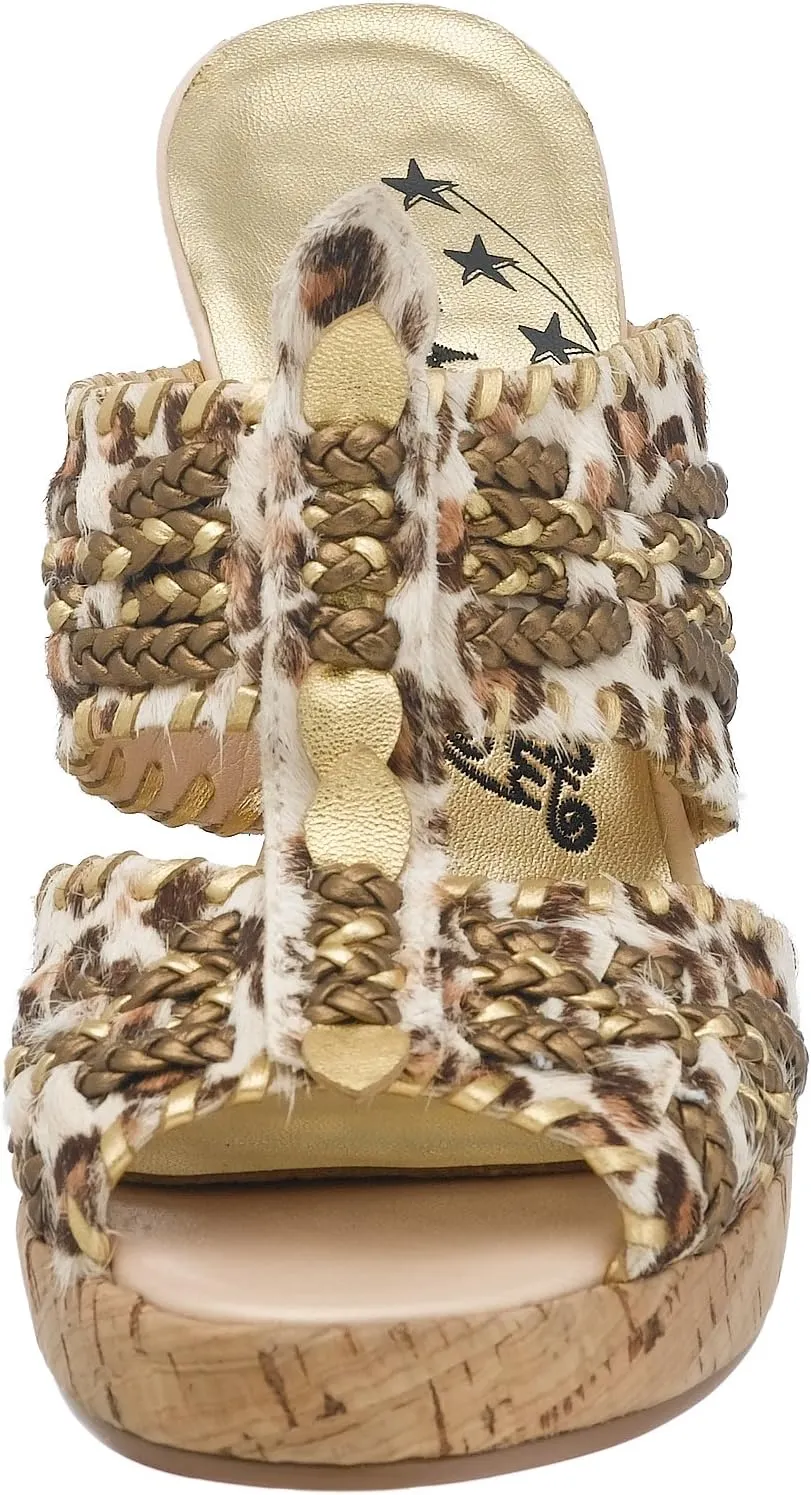 Naughty Monkey Women's Gold Card Cork Platform Sandal