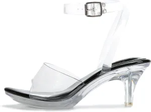 NBUUNBU Clear Strappy Heels For Women Transparent Ankle Strap Platform High Heeled Sandals Sexy Stiletto Comfortable Crystal Dress Shoes Adjustable Buckle Open Toe Pump Mules
