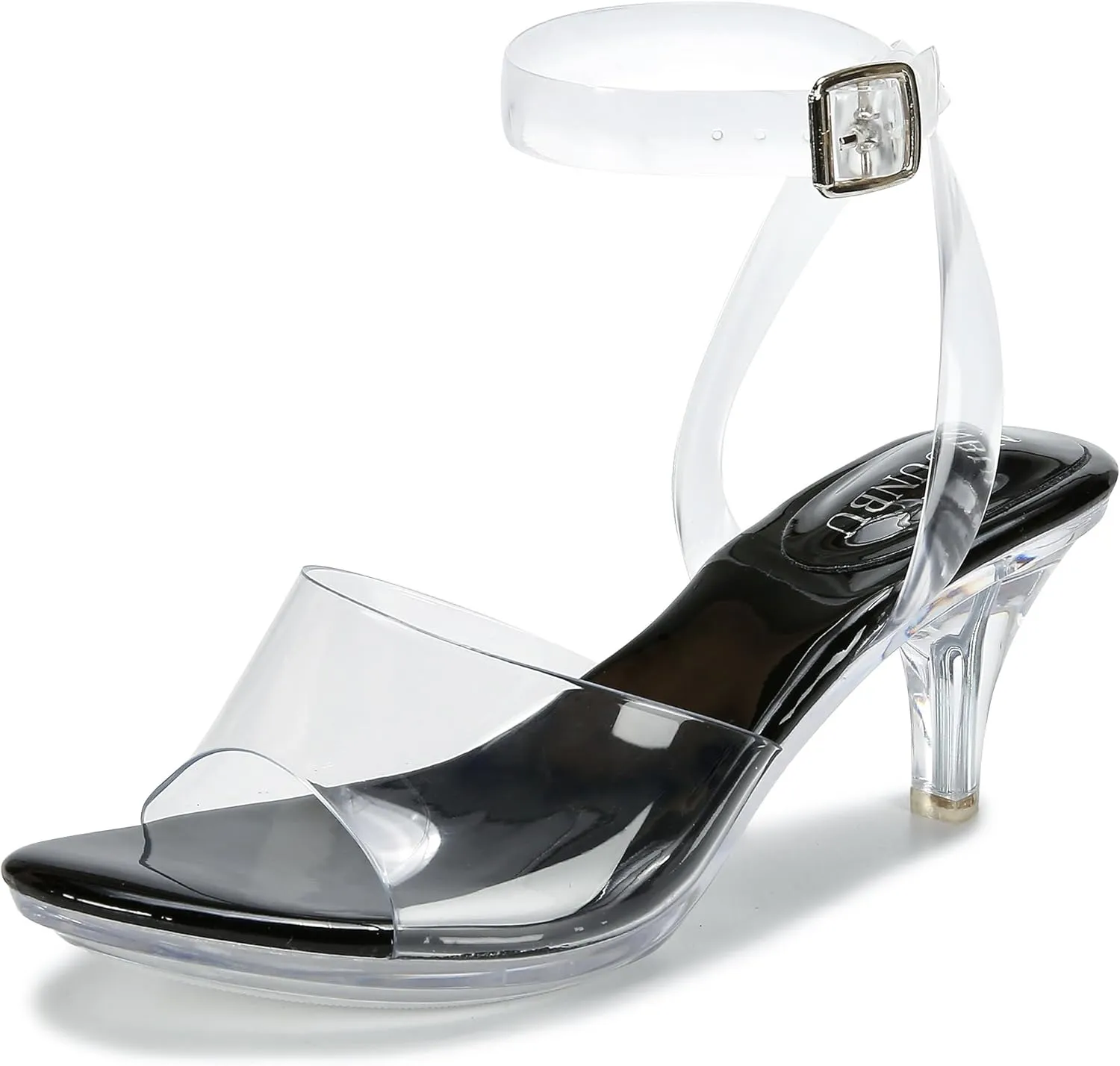 NBUUNBU Clear Strappy Heels For Women Transparent Ankle Strap Platform High Heeled Sandals Sexy Stiletto Comfortable Crystal Dress Shoes Adjustable Buckle Open Toe Pump Mules