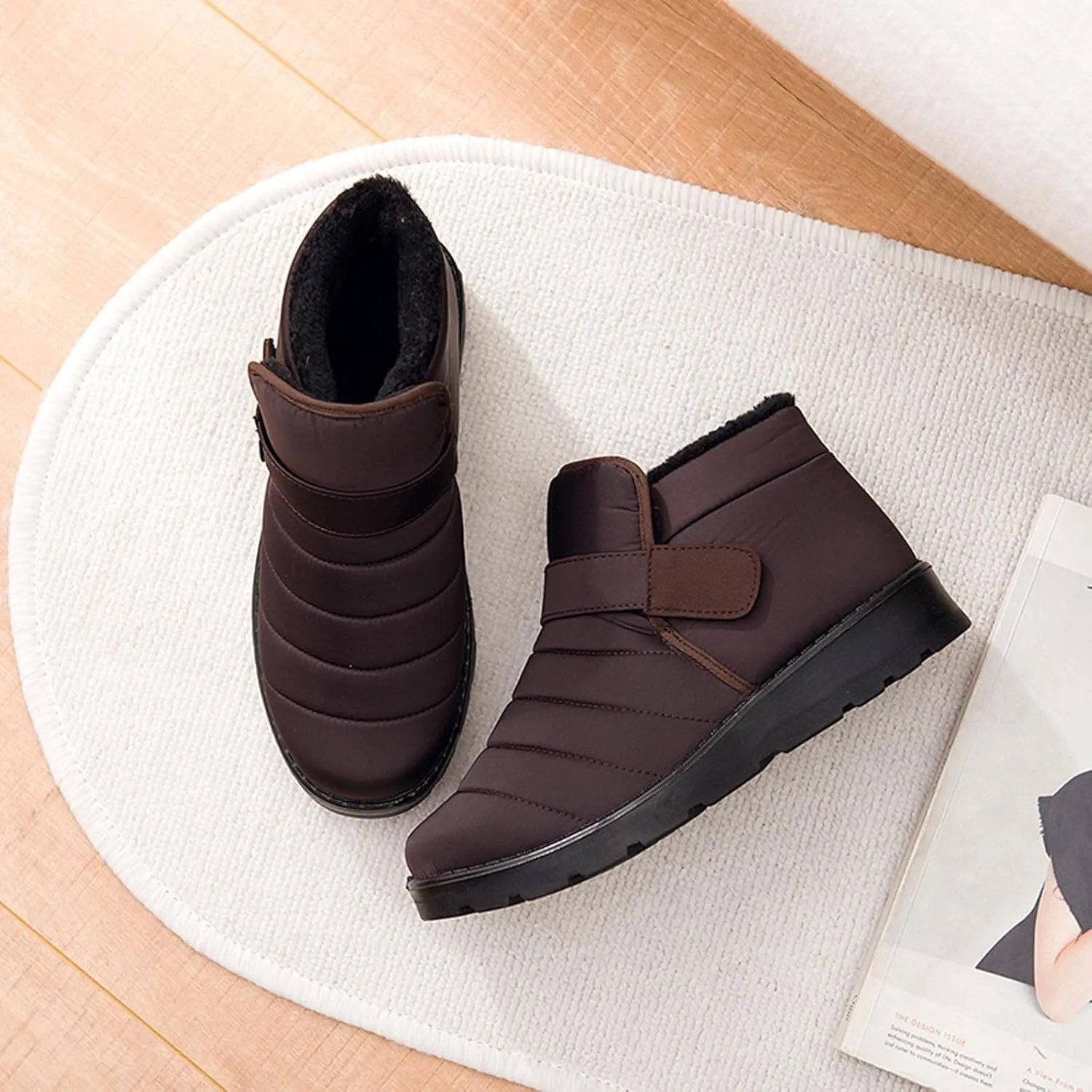 oiangi Winter Boots for Women Fashion Waterproof Snow Boots Fur Lined Warm Ankle Booties Comfortable Slip on Outdoor Non-slip Shoes,botas De Invierno Para Mujert