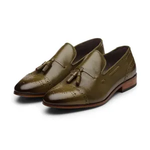 Olive Medallion Tassel Loafer