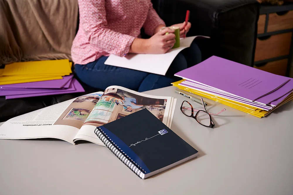 Oxford My Notes Navy Blue A5 Card Cover Wirebound Notebook, Ruled with 200 Pages