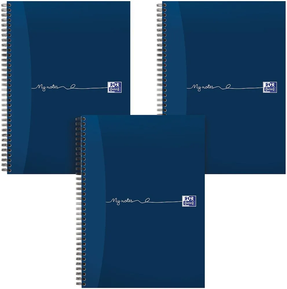 Oxford My Notes Navy Blue A5 Card Cover Wirebound Notebook, Ruled with 200 Pages