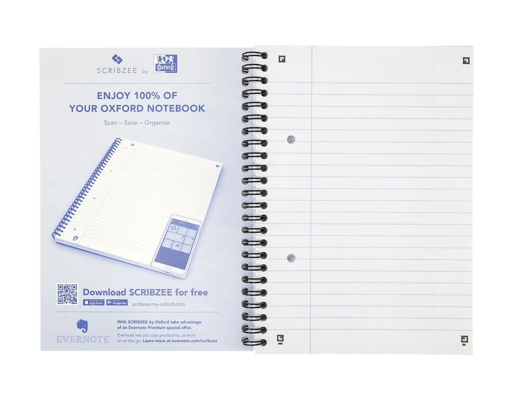 Oxford My Notes Navy Blue A5 Card Cover Wirebound Notebook, Ruled with 200 Pages