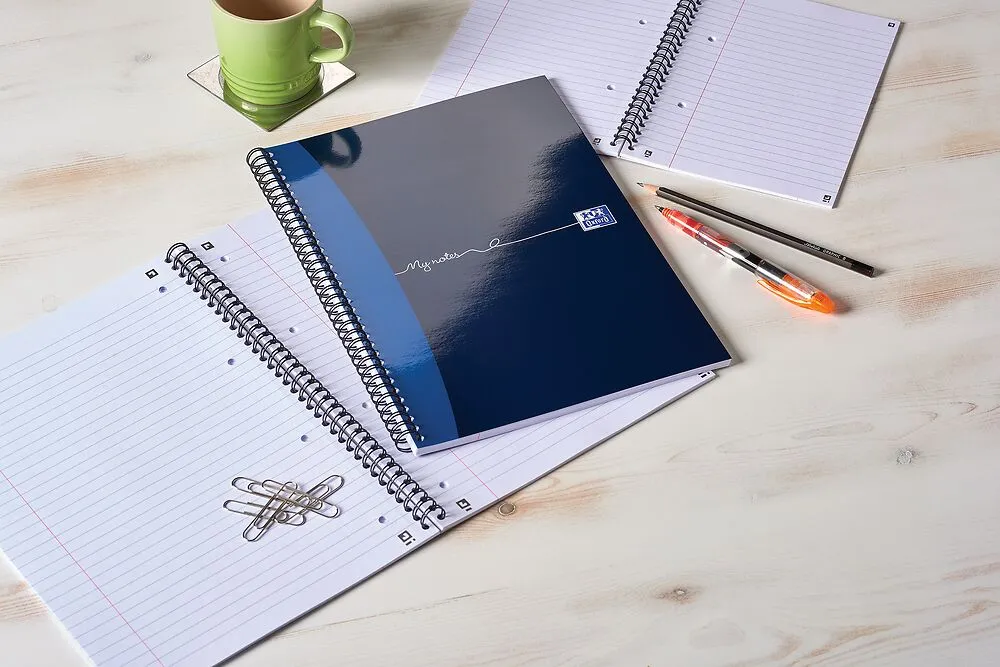 Oxford My Notes Navy Blue A5 Card Cover Wirebound Notebook, Ruled with 200 Pages