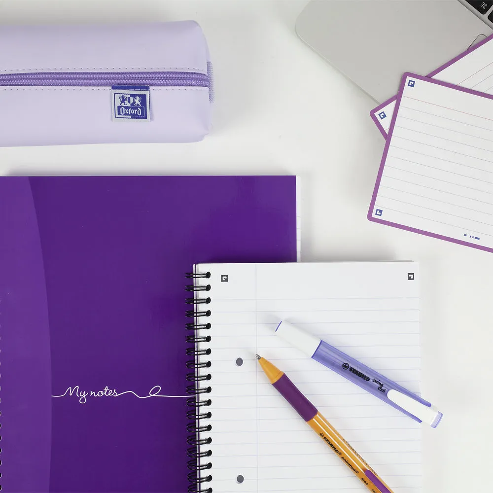 Oxford My Notes Purple A5 Card Cover Wirebound Notebook, Ruled with Margin and Perforated, 200 Pages