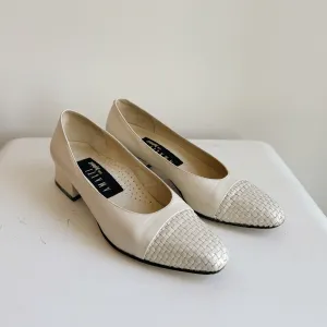 Pearl Leather Block Heel Pump | Size 7