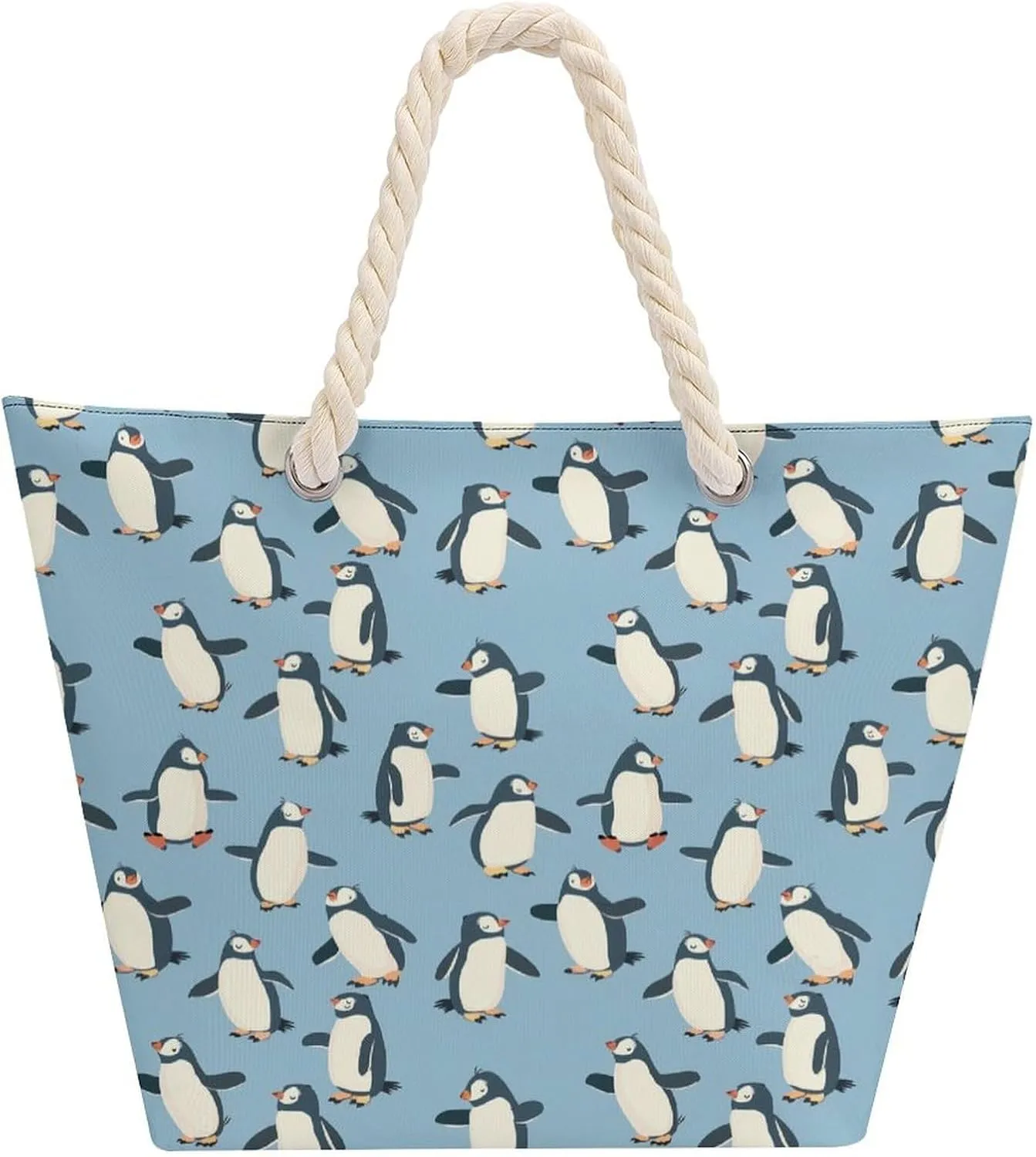 Penguin Atlantic Beach Bag Large Tote Bags Shopping Travel Gym Handbags with Rope Handles