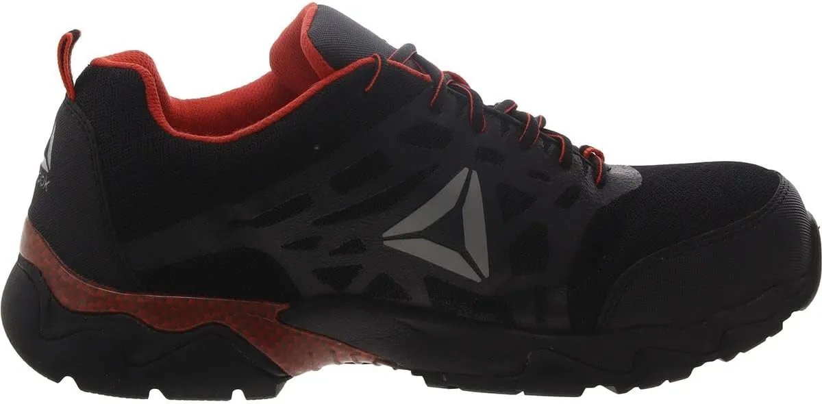 Reebok Work Men's RB1061 Beamer Safety Toe Seamless Athletic Work Shoe Black & Red Trim