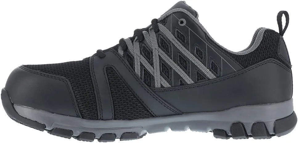 Reebok Work Men's RB4015 Sublite Athletic Soft Toe Work Shoe Black with Grey Trim Safety