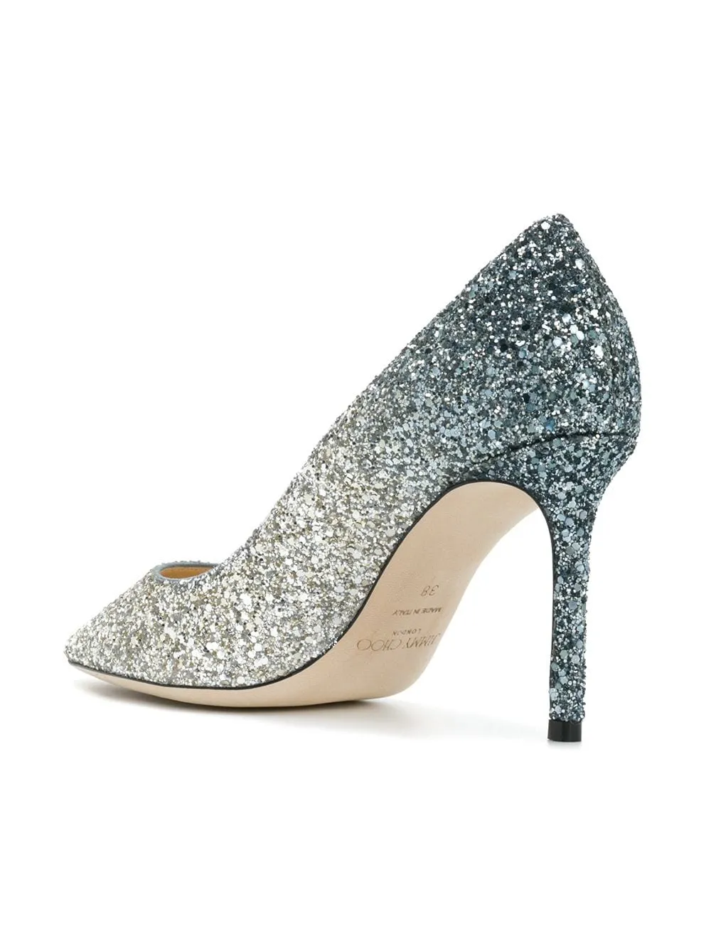 Romy 85 glittered leather pumps