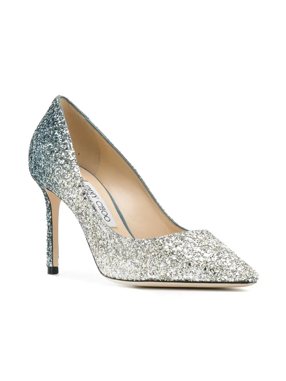 Romy 85 glittered leather pumps