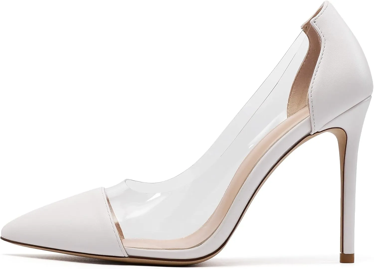 SAMMITOP Women's Pointed Toe PVC Clear Stilettos Pump Summer Wedding High Heels Party Dress Shoes