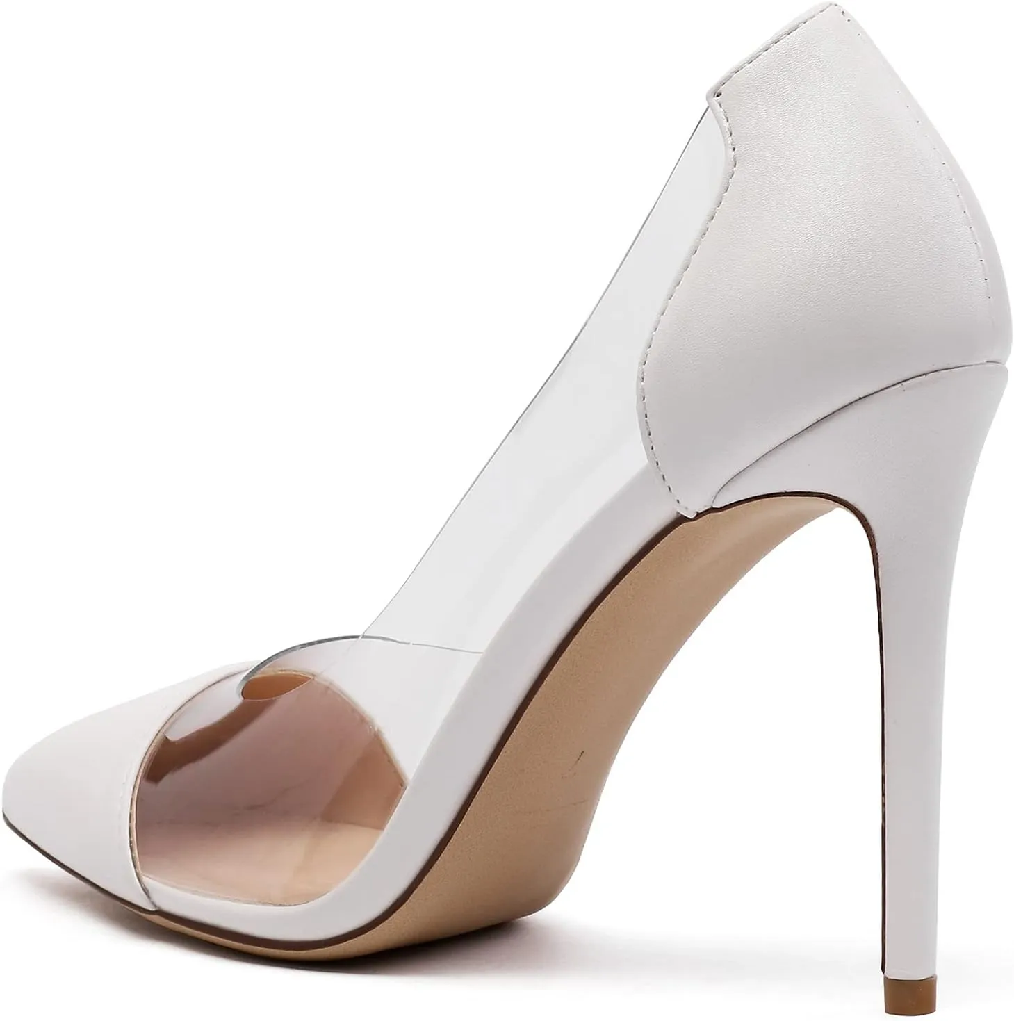 SAMMITOP Women's Pointed Toe PVC Clear Stilettos Pump Summer Wedding High Heels Party Dress Shoes