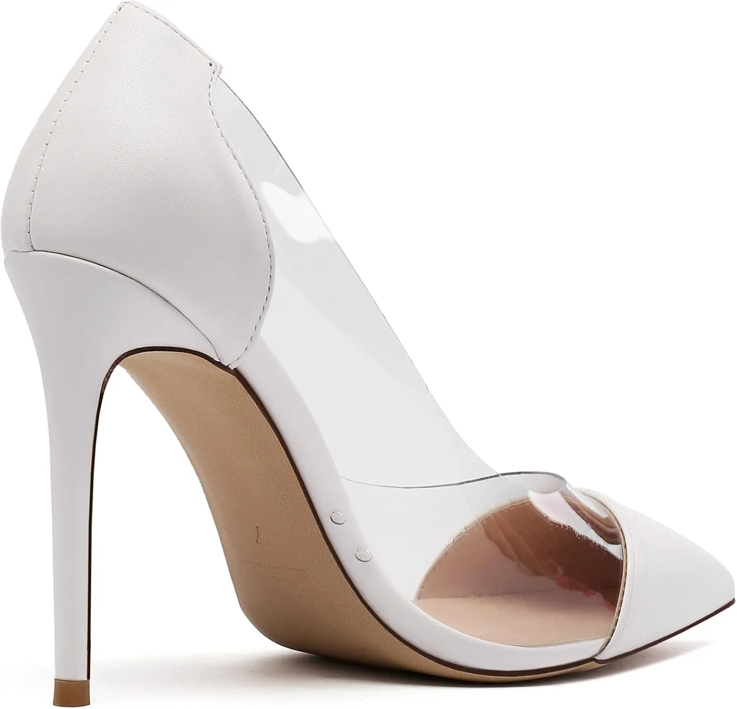 SAMMITOP Women's Pointed Toe PVC Clear Stilettos Pump Summer Wedding High Heels Party Dress Shoes