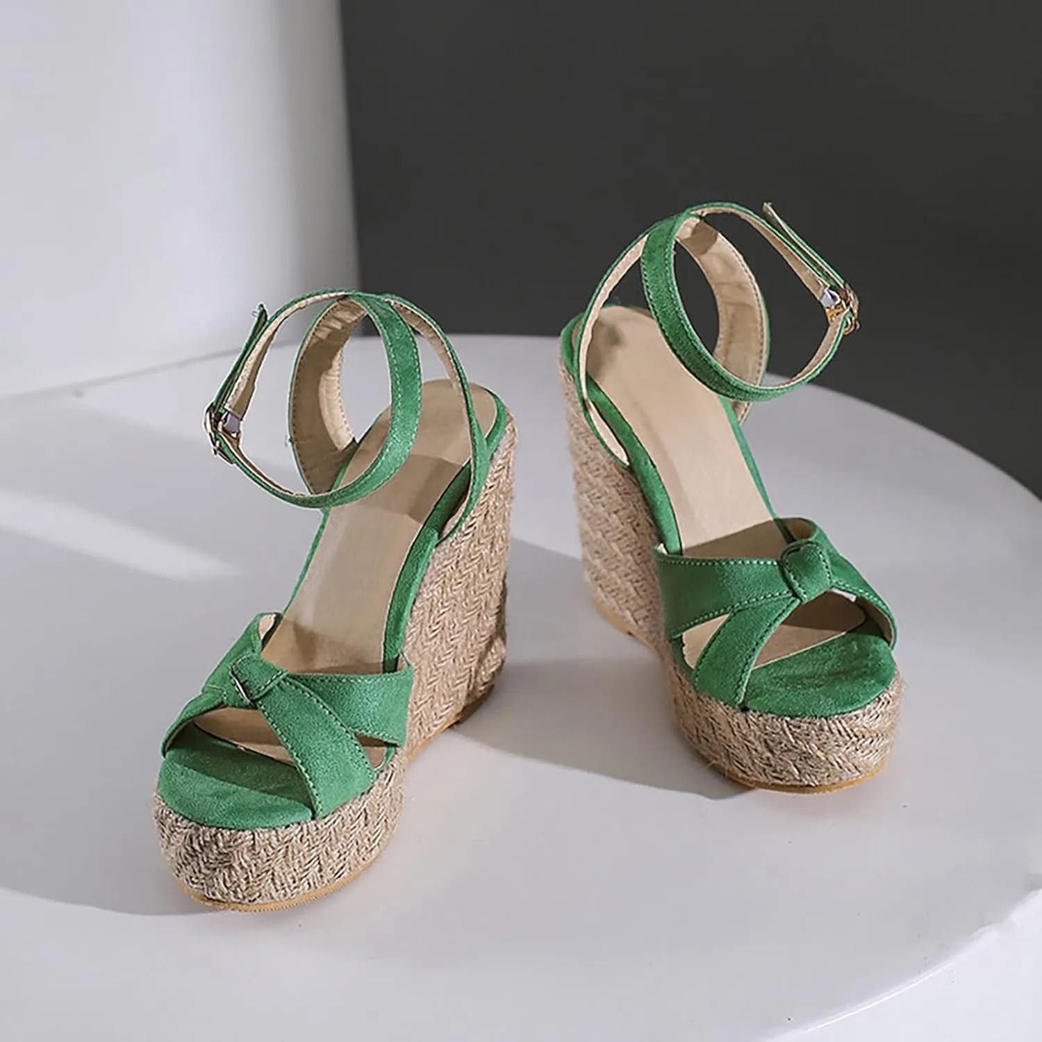 Sandals 2023 Summer New Korean Edition Slope Heel Sandals Imitation Grass Weaving Thick Sole Water Proof Platform