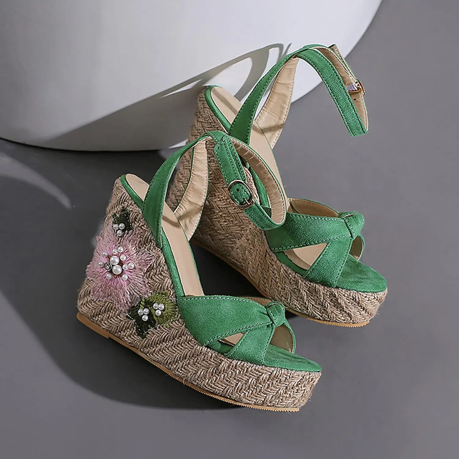 Sandals 2023 Summer New Korean Edition Slope Heel Sandals Imitation Grass Weaving Thick Sole Water Proof Platform