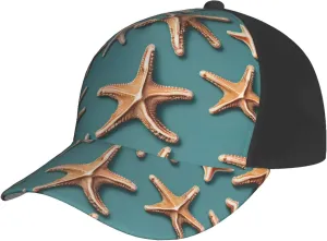 Sea Shell Starfish Print Baseball Cap for Men and Women – Curved Brim, Perfect for Outdoor, Sports, Travel, and Four Seasons Black