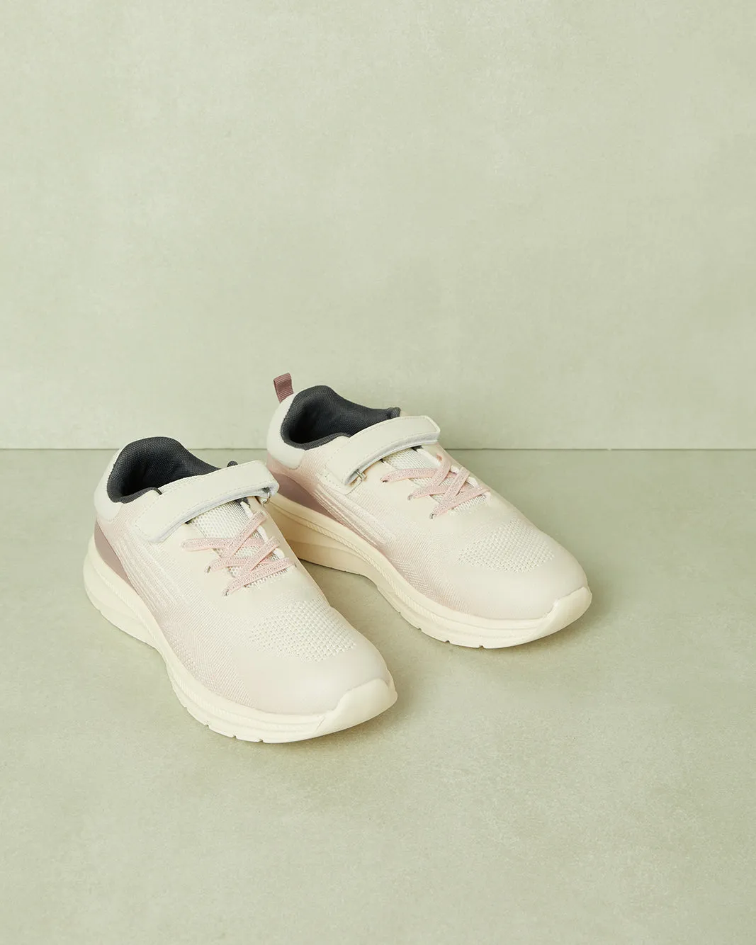 Senior Girls Beige Velcro Strap Trainer