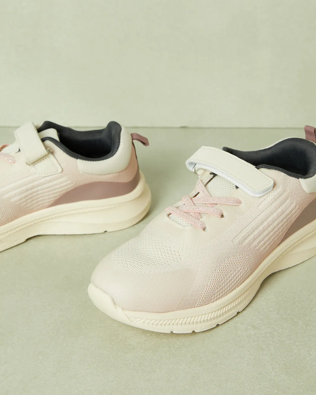 Senior Girls Beige Velcro Strap Trainer