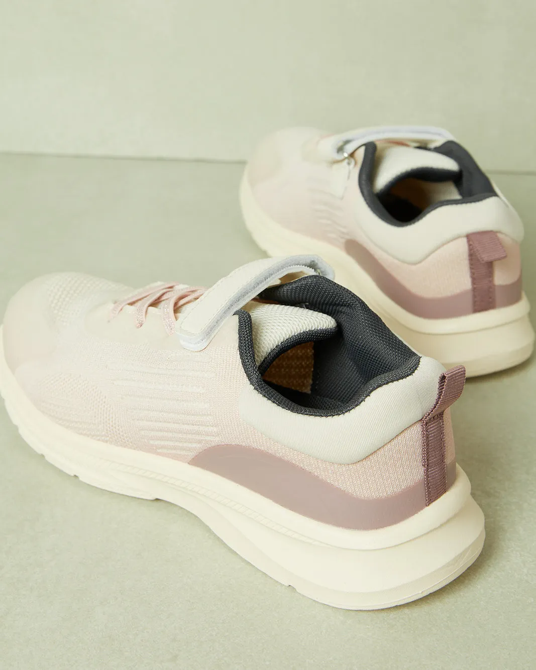 Senior Girls Beige Velcro Strap Trainer