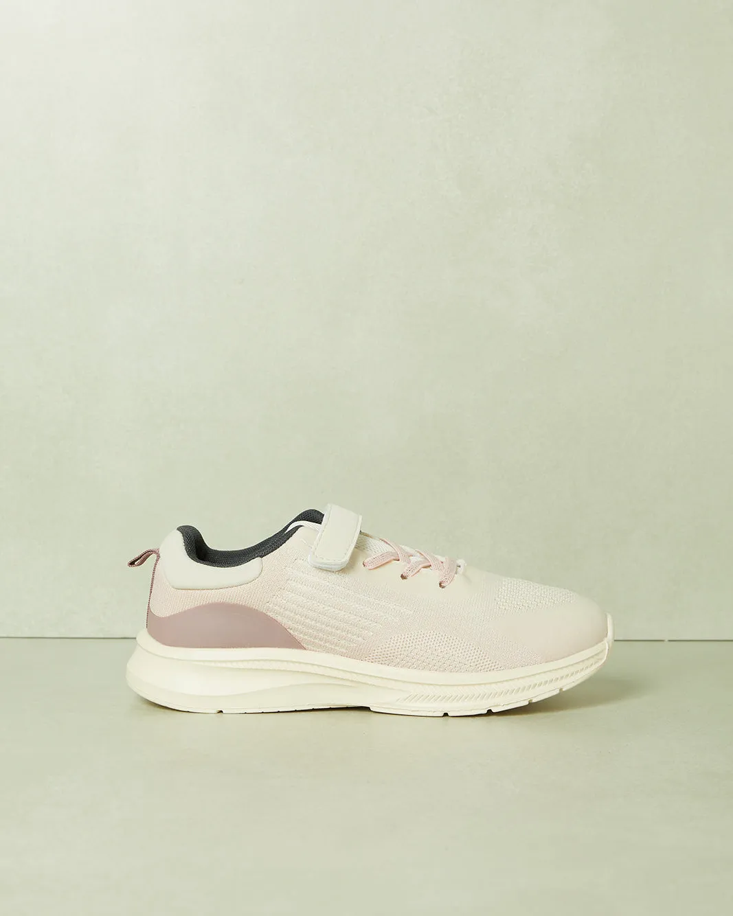 Senior Girls Beige Velcro Strap Trainer