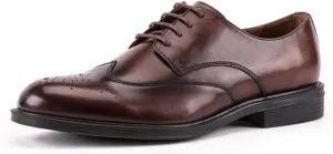 Single Season Dress Oxford Shoes for Men Lace Up Brogue Embossed Wing-tip Round Toe Cowhide Block Heel Slip Resistant Low Top Non Slip Anti-Slip Business Very Popular Among Young People