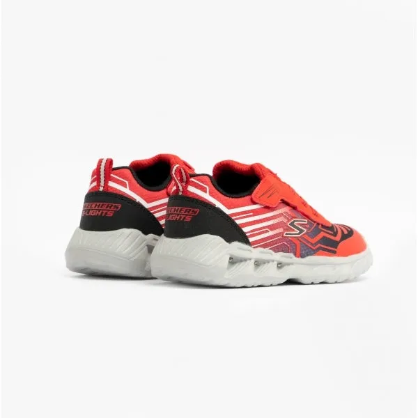 Skechers 401503N/RDBK MAGNA-LIGHTS Boys Touch Fasten Trainers Red/Black