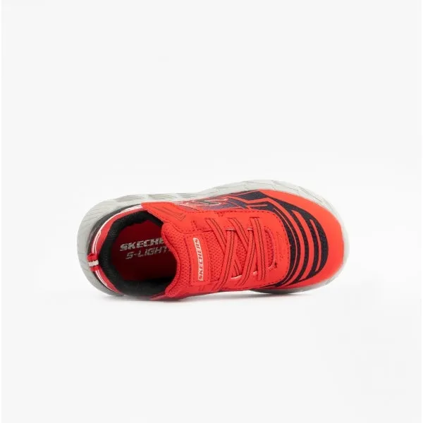Skechers 401503N/RDBK MAGNA-LIGHTS Boys Touch Fasten Trainers Red/Black