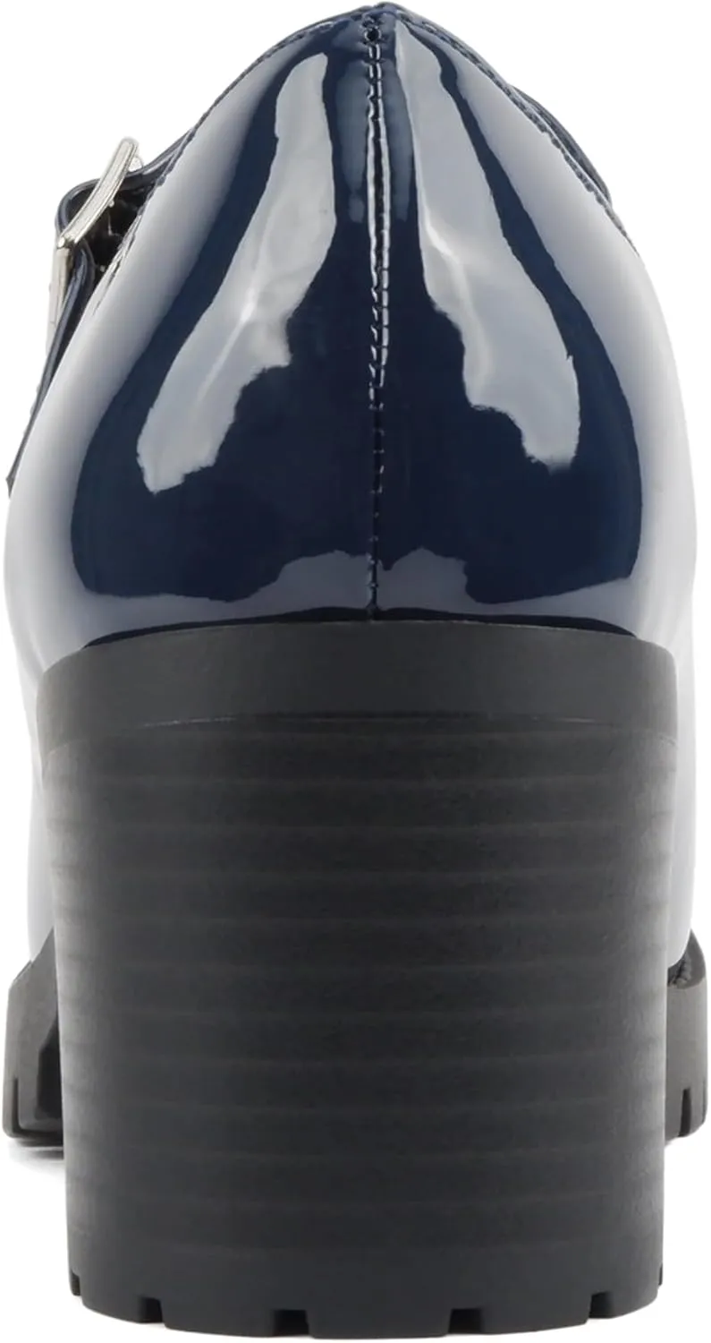 Soda “Boxer” ~ Women Mary Jane Round Toe Chunky Block Heel Lug Sole Pump with Adjustable Strap