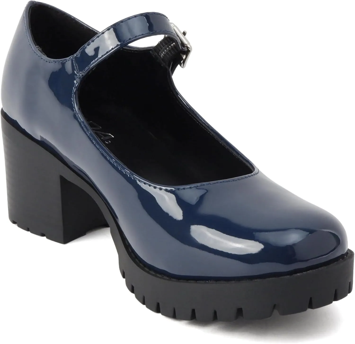 Soda “Boxer” ~ Women Mary Jane Round Toe Chunky Block Heel Lug Sole Pump with Adjustable Strap