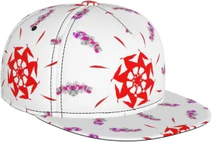 Spinning Flowers Outdoor Sports Baseball Cap, Daily Sports Adjustable Fashionable Flat Brim hat, Unisex Four-Season Outdoor Sports Cap, Black