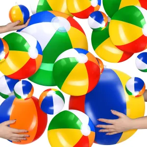 Sratte 20 Pcs Inflatable Beach Balls Bulk, Multiple Sizes Summer Swimming Pool Balls for Boys Girls Adults Hawaii Luau Party Water Games Sand Toys(Rainbow,Classic)