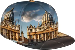 St Peter's Basilica Outdoor Sports Baseball Cap, Daily Sports Adjustable Fashionable Flat Brim hat, Unisex Four-Season Outdoor Sports Cap, Black