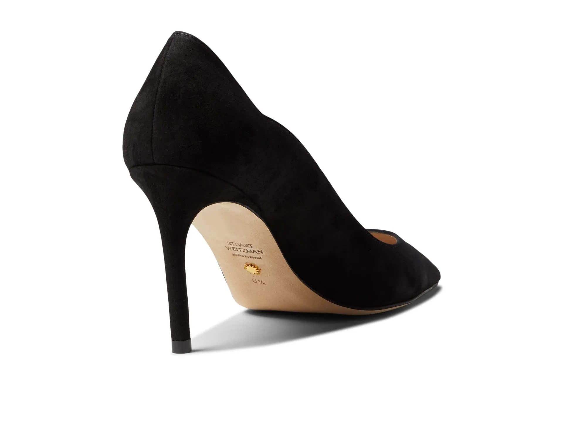 Stuart Weitzman Womens Stuart 85 Scallop Pump Black 5 B