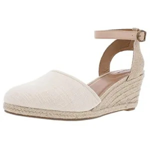 Style & Co. Womens Mailena Canvas Buckle Wedge Sandals Beige 7.5 Medium (B,M)