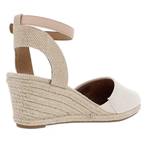 Style & Co. Womens Mailena Canvas Buckle Wedge Sandals Beige 7.5 Medium (B,M)
