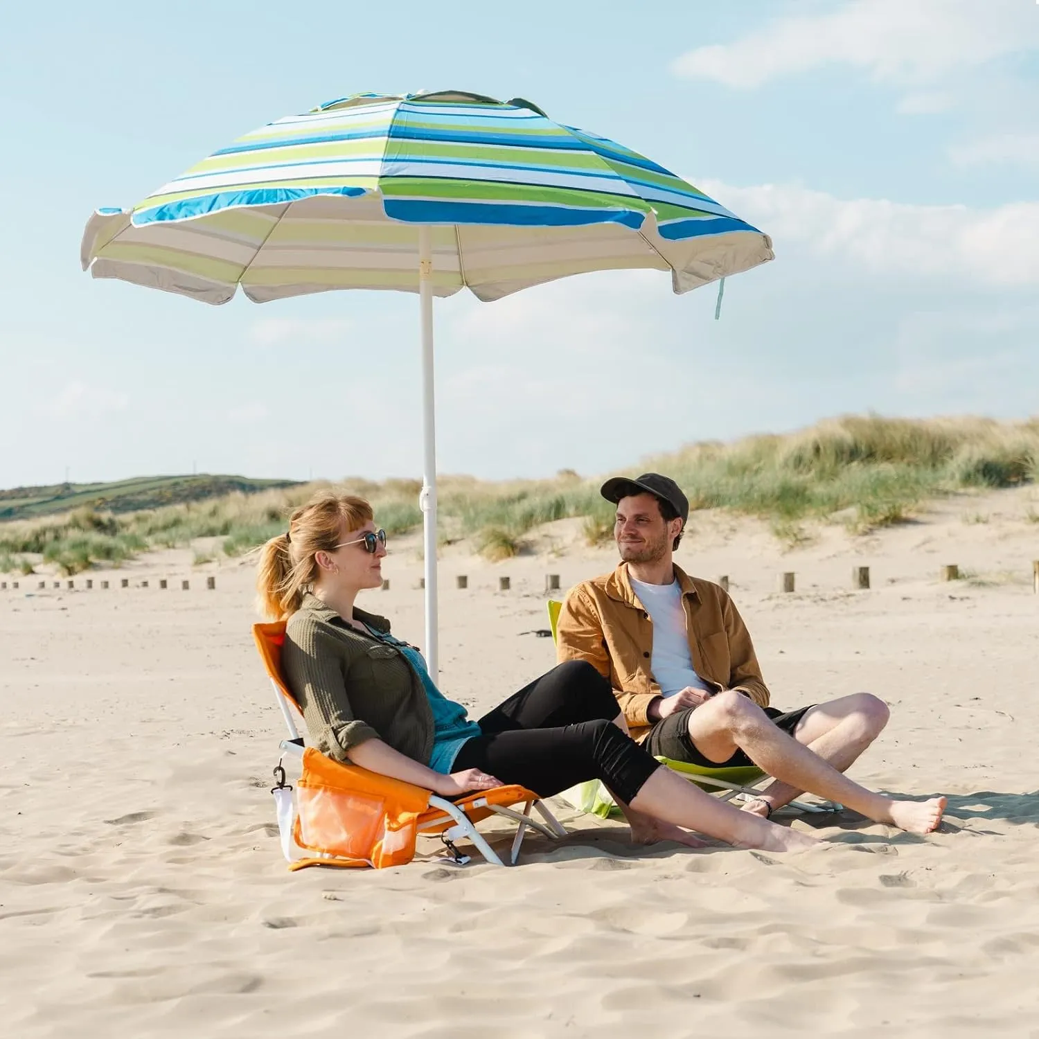 SUNNYFEEL Low Folding Beach Chair for Adults, Portable Lightweight Sling Beach Camping Chairs with Cup Holder, Armrest,Foldable Camp Lawn Chair for Outdoor Sand Concert Travel Sport Events,300LBS