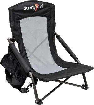 SUNNYFEEL Low Folding Beach Chair for Adults, Portable Lightweight Sling Beach Camping Chairs with Cup Holder, Armrest,Foldable Camp Lawn Chair for Outdoor Sand Concert Travel Sport Events,300LBS