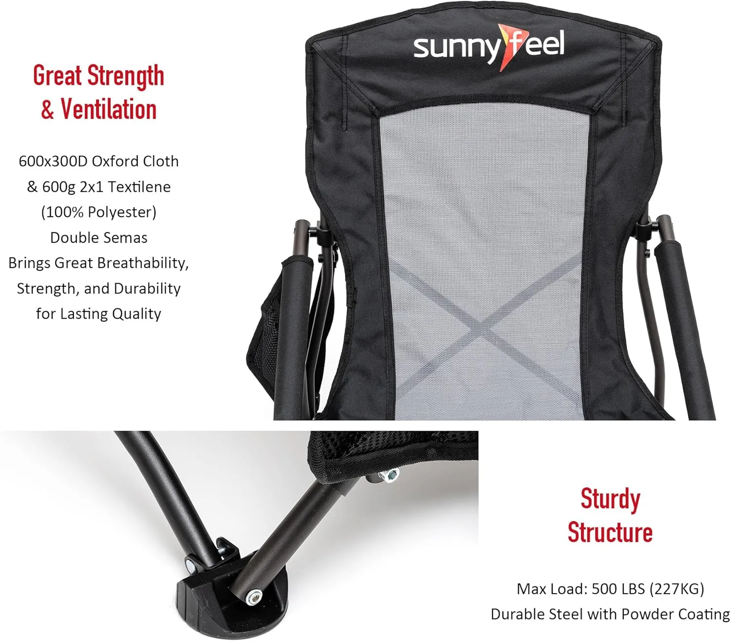 SUNNYFEEL Low Folding Beach Chair for Adults, Portable Lightweight Sling Beach Camping Chairs with Cup Holder, Armrest,Foldable Camp Lawn Chair for Outdoor Sand Concert Travel Sport Events,300LBS